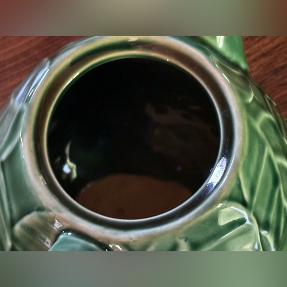 Vintage Pier-1 Imports Teapot Jade Leaves Green Stoneware Pier One Collection 7" - Picture 3 of 8